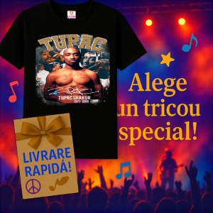 Tricou Tupac Classic Pose Gold, muzica Pop Rock, Dama | Barbat | Copii, Culoare Negru - Img 7