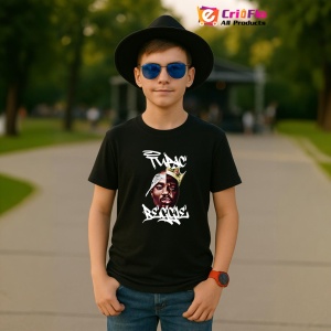 Tricou Tupac - Split Face Art, muzica RAP, Dama | Barbat | Copii, Culoare Negru - Img 6