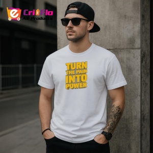Tricou Turn The Pain Into Power Text Galben Bold, din bumbac 100% , tricou alb pentru Copii | Dama | Barbat - Img 9