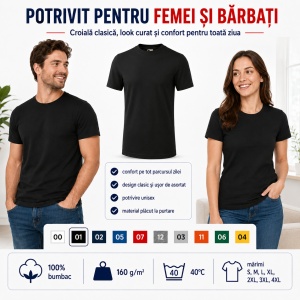 Tricou unisex clasic damă și bărbat Malfini Classic 101, 100% bumbac, 160 g/mp - Img 7
