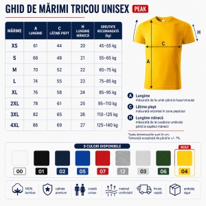 Tricou Unisex Damă/Bărbat PEAK P74 – 100% Bumbac, Guler Rotund, 175 g/m², XS–4XL - Img 4