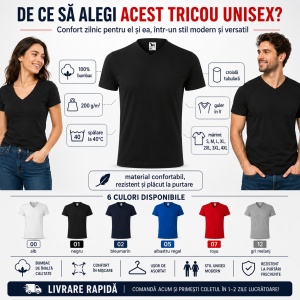 Tricou Unisex Malfini 111 Heavy V-Neck din 100% Bumbac, 200 g/m², Mărimi S–4XL - Img 9