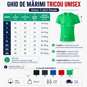 Tricou Unisex Parade din 100% Bumbac, 135 g/m², Guler Rotund, Mărimi XS–4XL - Img 3