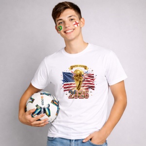 Tricou United States World Cup 2026 Fifa V2, din bumbac 100%, tricou alb, Copii | Dama | Barbat - Img 3
