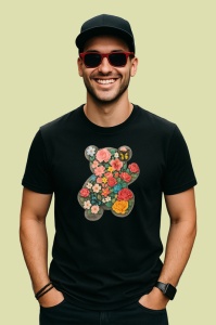 Tricou Urs compus din flori, Copii | Dama | Barbat , tricou negru - Img 4