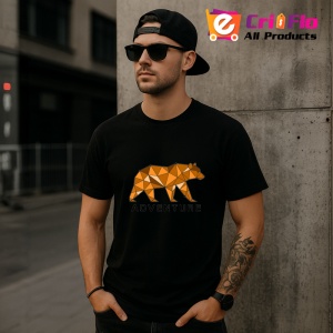 Tricou Urs Maro Adventure Geometric, Copii | Dama | Barbat, culoare negru - Img 6