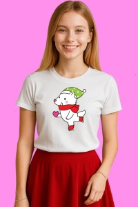 Tricou Urs Polar In Alergare, din bumbac 100%, tricou alb, Copii | Dama | Barbat - Img 3