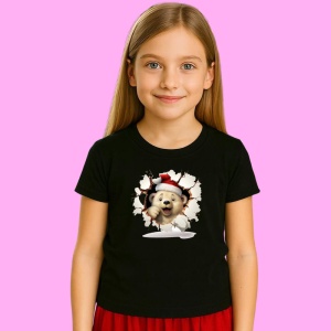 Tricou Ursulet Cu Caciula Rosie Craciun, din bumbac 100% Copii | Dama | Barbat - Img 2