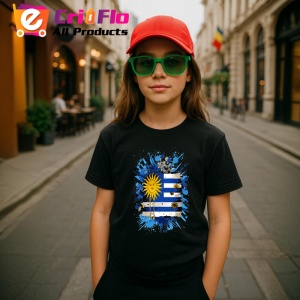 Tricou Uruguay Steag Splash Art, Copii | Dama | Barbat, culoare negru - Img 7