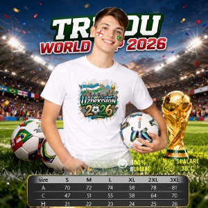 Tricou Uzbekistan World Cup 2026 Fifa, din bumbac 100%, tricou alb, Copii | Dama | Barbat - Img 6