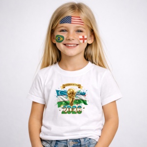 Tricou Uzbekistan World Cup 2026 Fifa V2, din bumbac 100%, tricou alb, Copii | Dama | Barbat - Img 2