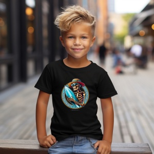 Tricou Vara Fara Sfarsit , Surfing in esenta Negru, Skeleton Summer Surf Beach Negru, Copii | Dama | Barbat - Img 6