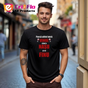 Tricou Vin Nasu Finu Mesaj Rosu, din bumbac 100%, tricou negru, Dama | Barbat - Img 2