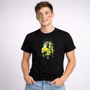 Tricou Vinicius Jr Brazil World Cup Fifa 2026 V5, din bumbac 100%, tricou negru, Copii | Dama | Barbat - Img 2