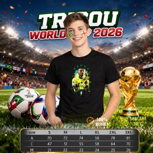 Tricou Vinicius Jr Brazil World Cup Fifa 2026 V5, din bumbac 100%, tricou negru, Copii | Dama | Barbat - Img 6