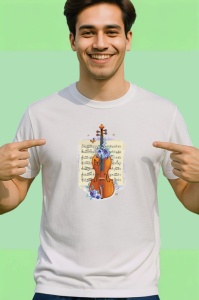 Tricou Vioara Cu Note Muzicale Vintage, Copii | Dama | Barbat - Img 2