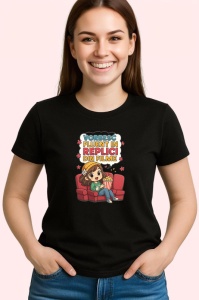 Tricou Vorbesc fluent in replici din filme, Copii | Dama | Barbat , tricou negru - Img 3