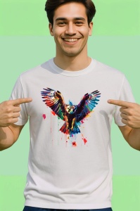 Tricou Vultur cu aripi desfacute fundal alb Copii | Dama | Barbat - Img 2