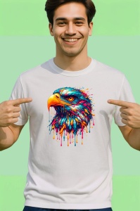 Tricou Vultur cu privire puternica fundal alb Copii | Dama | Barbat - Img 2