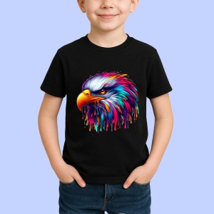 Tricou Vultur curcubeu realist in stil graffiti Copii | Dama | Barbat, culoare negru - Img 4