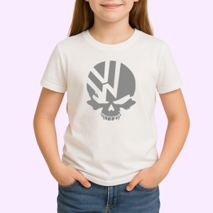 Tricou Vw Craniu Logo Auto Design Agresiv Negru, din bumbac 100% , tricou alb pentru Copii | Dama | Barbat - Img 2