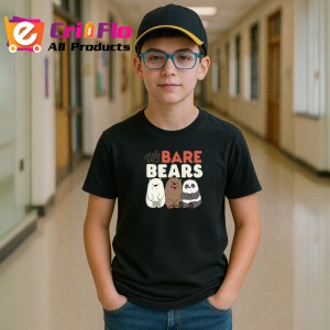 Tricou We Bare Bears cei trei ursi simpatici intr o lume moderna si amuzanta, Copii | Dama | Barbat , tricou negru - Img 6
