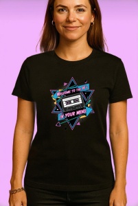 Tricou Welcome To The 90s Caseta Neon, Copii | Dama | Barbat, culoare negru - Img 4
