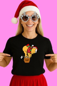 Tricou Winnie Pe Borcan Hunny Cu Caciula Rosie, din bumbac 100% Copii | Dama | Barbat - Img 3