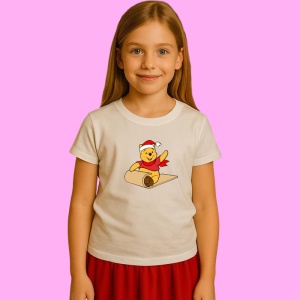 Tricou Winnie Pe Sanie Cu Fular Rosu, din bumbac 100% Copii | Dama | Barbat - Img 2