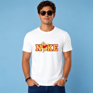 Tricou Winnie The Pooh Logo Rosu Galben, din bumbac 100% Copii | Dama | Barbat - Img 3