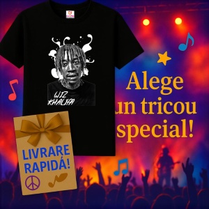 Tricou wiz khalifa alb negru, muzica Rock / Pop Rock, Dama | Barbat | Copii, Culoare Negru - Img 7