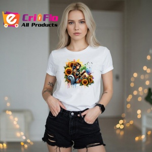 Tricou woman sitting with sunflowers, femeie asezata cu floarea soarelui, Copii | Dama | Barbat - Img 10