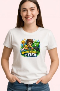 Tricou World Class On Fifa Gamer Trofeu V1, din bumbac 100% , tricou alb pentru Copii | Dama | Barbat - Img 3