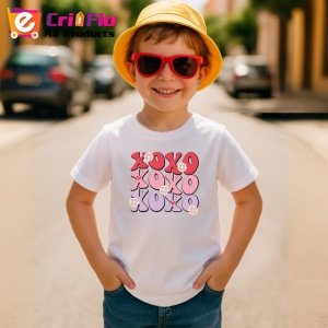 Tricou Xoxo Text Roz Pastelat Inimi V1, din bumbac 100% , tricou alb pentru Copii | Dama | Barbat - Img 4