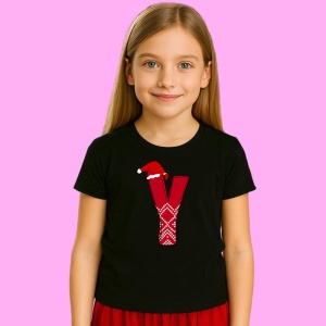 Tricou Y Litera Rosie Cu Caciulita Si Inimioare Albe, din bumbac 100% Copii | Dama | Barbat - Img 3