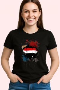 Tricou Yemen Steag Splash Art, Copii | Dama | Barbat, culoare negru - Img 4