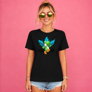 Tricou Yoshi Dinozaurul Logo Albastru Splash Urban Gaming Art, din bumbac 100%, tricou negru, Copii | Dama | Barbat