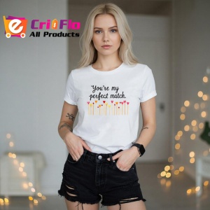 Tricou Youre My Perfect Match Design Minimalist V1, din bumbac 100% , tricou alb pentru Copii | Dama | Barbat - Img 6