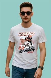 Tricou Yuki Tsunoda Colaj Costum Alb Si Masina Alfatouri Formula 1, Copii | Dama | Barbat