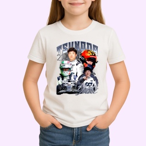 Tricou Yuki Tsunoda Poster Echipa Alfatouri Costum Alb Formula 1, Copii | Dama | Barbat - Img 3