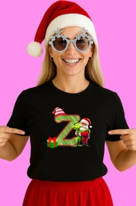 Tricou Z Litere Craciun Cu Mos Si Grinch, din bumbac 100% Copii | Dama | Barbat