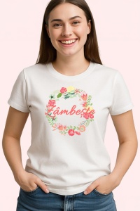 Tricou Zambeste Coronita Flori Delicate, din bumbac 100% , tricou alb pentru Copii | Dama | Barbat - Img 2