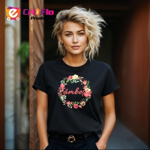 Tricou Zambeste Coronita Flori Delicate, din bumbac 100%, tricou negru Copii | Dama | Barbat - Img 8