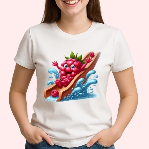 Tricou Zmeura amuzanta de vara in topogan, Fructe, Copii | Dama - Img 2