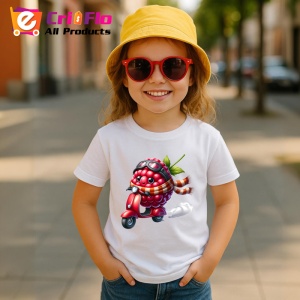 Tricou Zmeura amuzanta de vara pe scuter, Fructe, Copii | Dama - Img 4