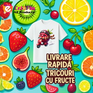 Tricou Zmeura amuzanta de vara pe scuter, Fructe, Copii | Dama - Img 12