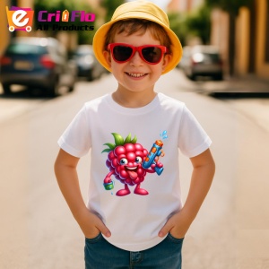 Tricou Zmeura amuzanta de vara pistol cu apa, Fructe, Copii | Dama - Img 3