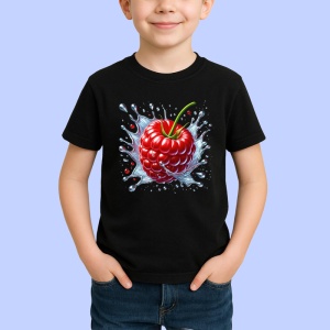 Tricou Zmeura si stropi energici, Fructe, Copii | Dama, culoare negru
