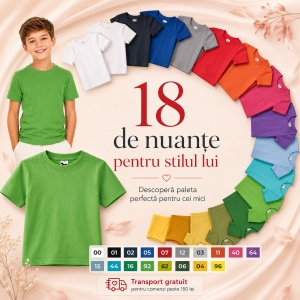 Tricouri copii simple din bumbac 100% – fete și băieți, 20 culori - Img 2