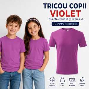 Tricouri copii simple din bumbac 100% – fete și băieți, 20 culori - Img 25